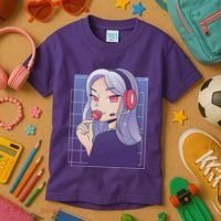 Anime Gamer Girl Lollipop Cute Kids T-Shirt thumb 3