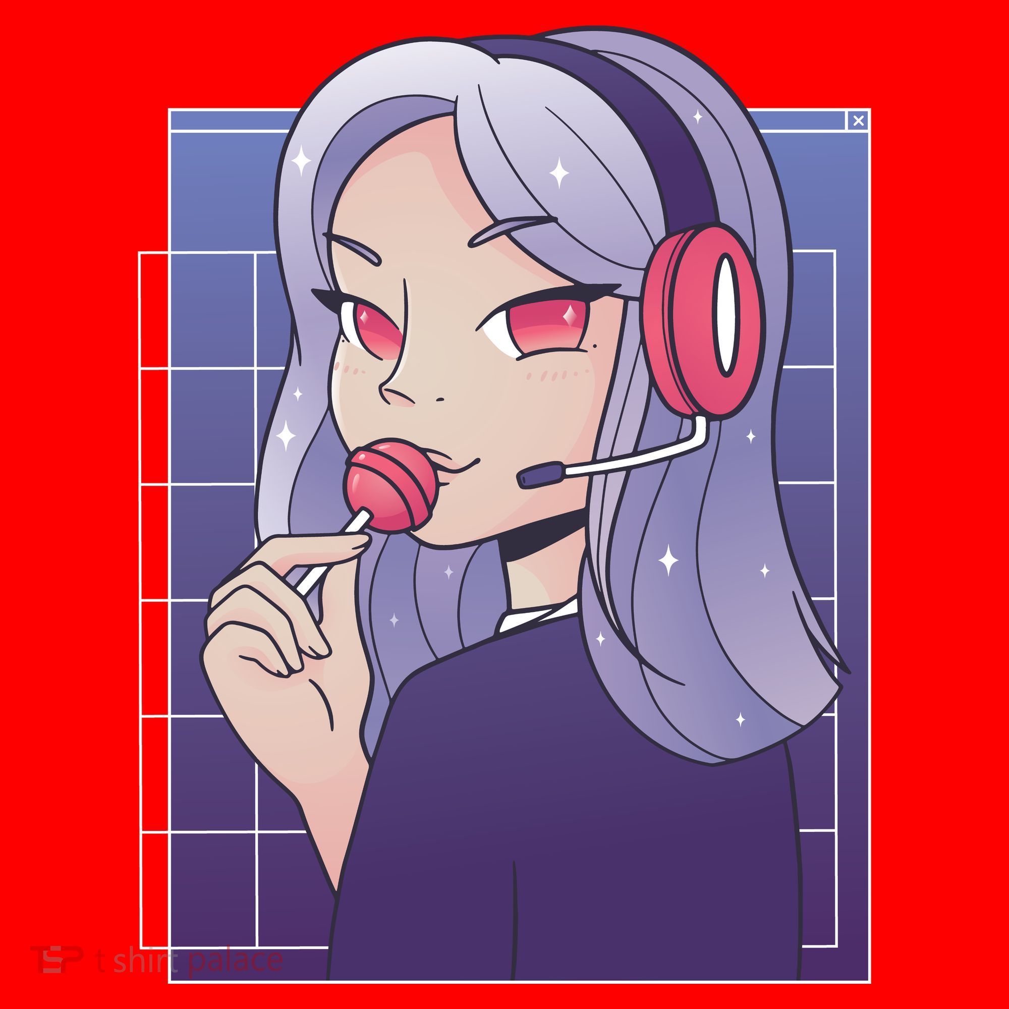 Anime Gamer Girl Lollipop Cute Santa Hat