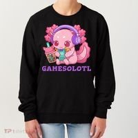 Axolotl Gaming Gamer Video Games Boba Tea Bubble Anime Women's Sweatshirt thumb 0