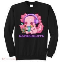 Axolotl Gaming Gamer Video Games Boba Tea Bubble Anime Sweatshirt thumb 0