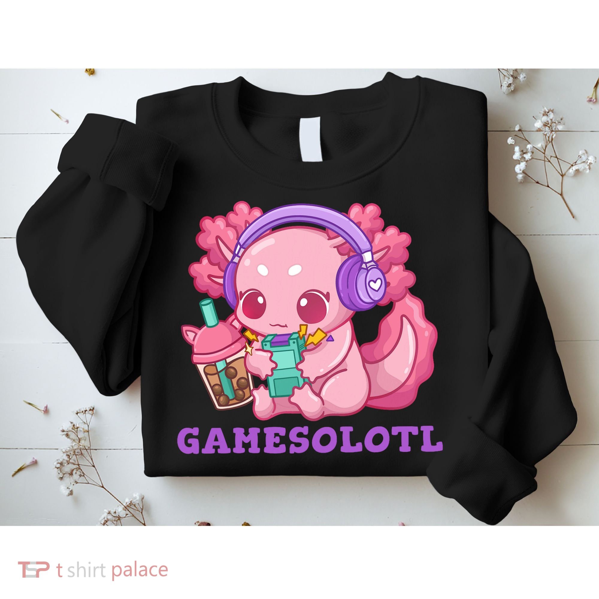 Axolotl Gaming Gamer Video Games Boba Tea Bubble Anime Sweatshirt