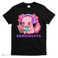 Axolotl Gaming Gamer Video Games Boba Tea Bubble Anime T-Shirt thumb 0