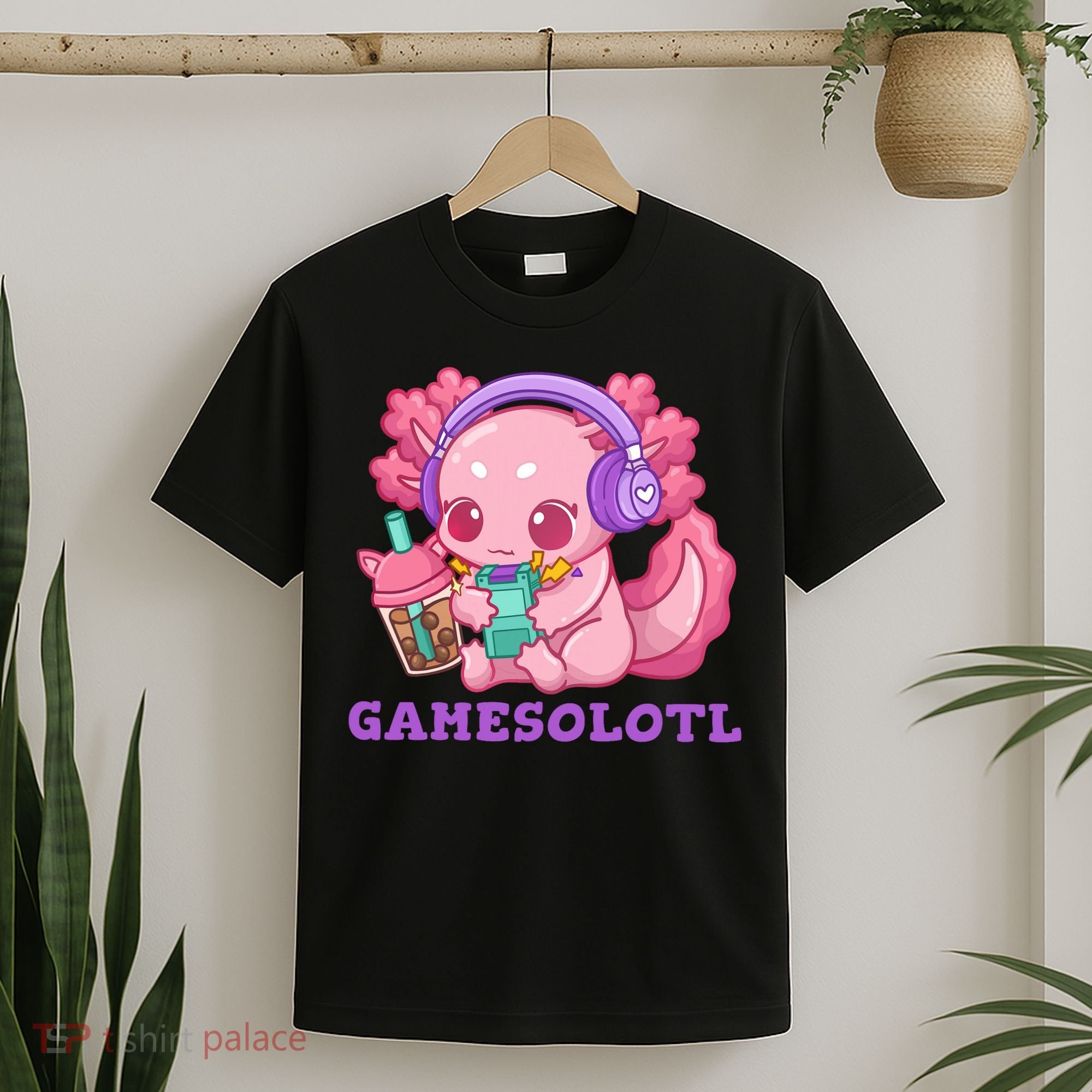 Axolotl Gaming Gamer Video Games Boba Tea Bubble Anime T-Shirt