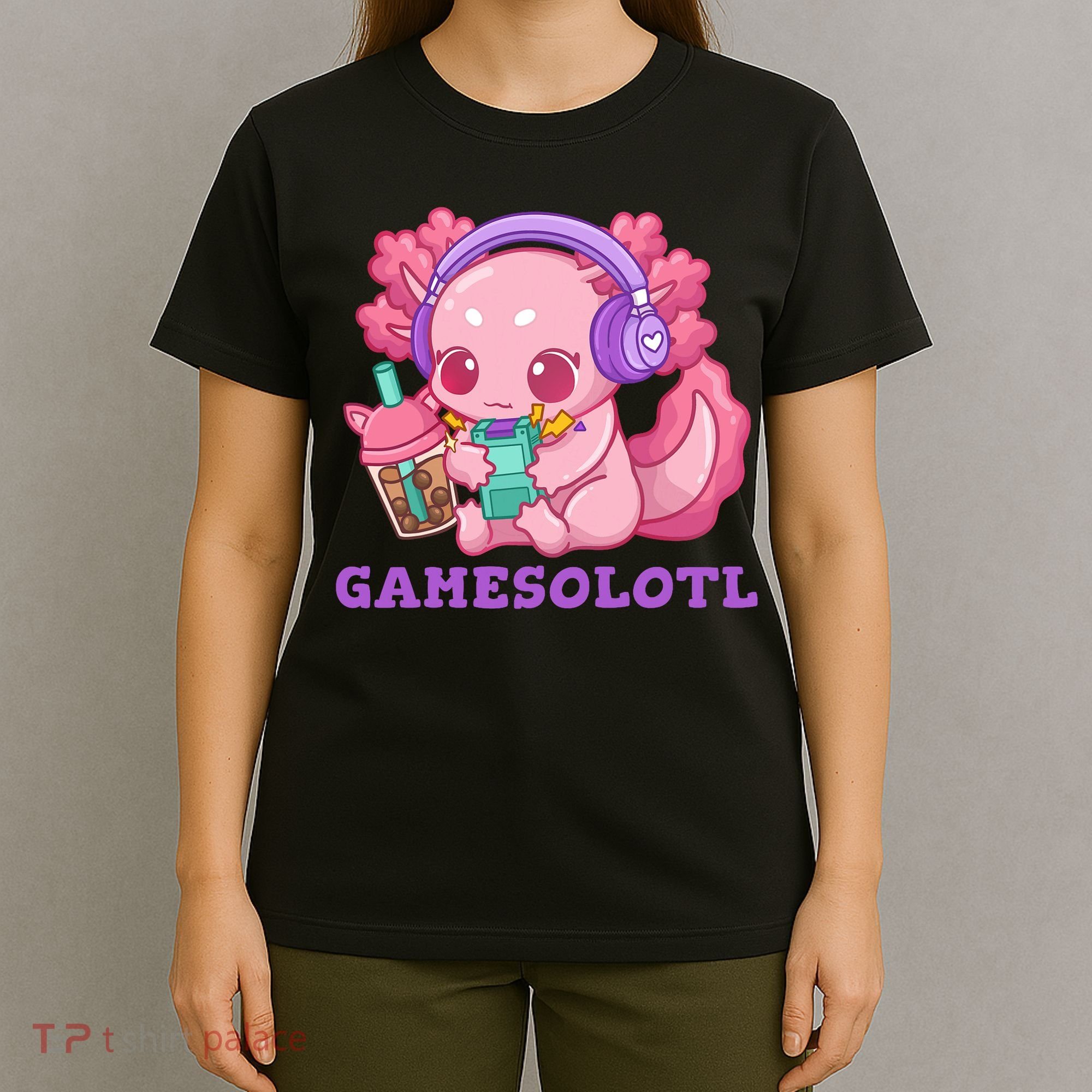 Axolotl Gaming Gamer Video Games Boba Tea Bubble Anime T-Shirt