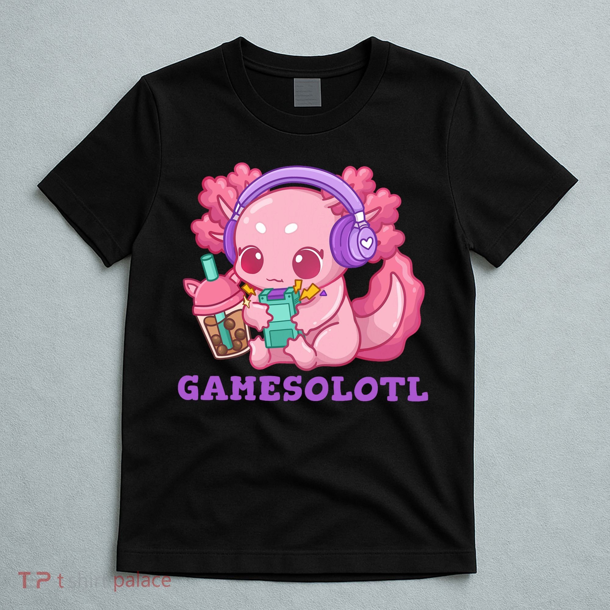 Axolotl Gaming Gamer Video Games Boba Tea Bubble Anime T-Shirt