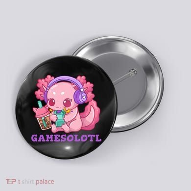 Axolotl Gaming Gamer Video Games Boba Tea Bubble Anime Button