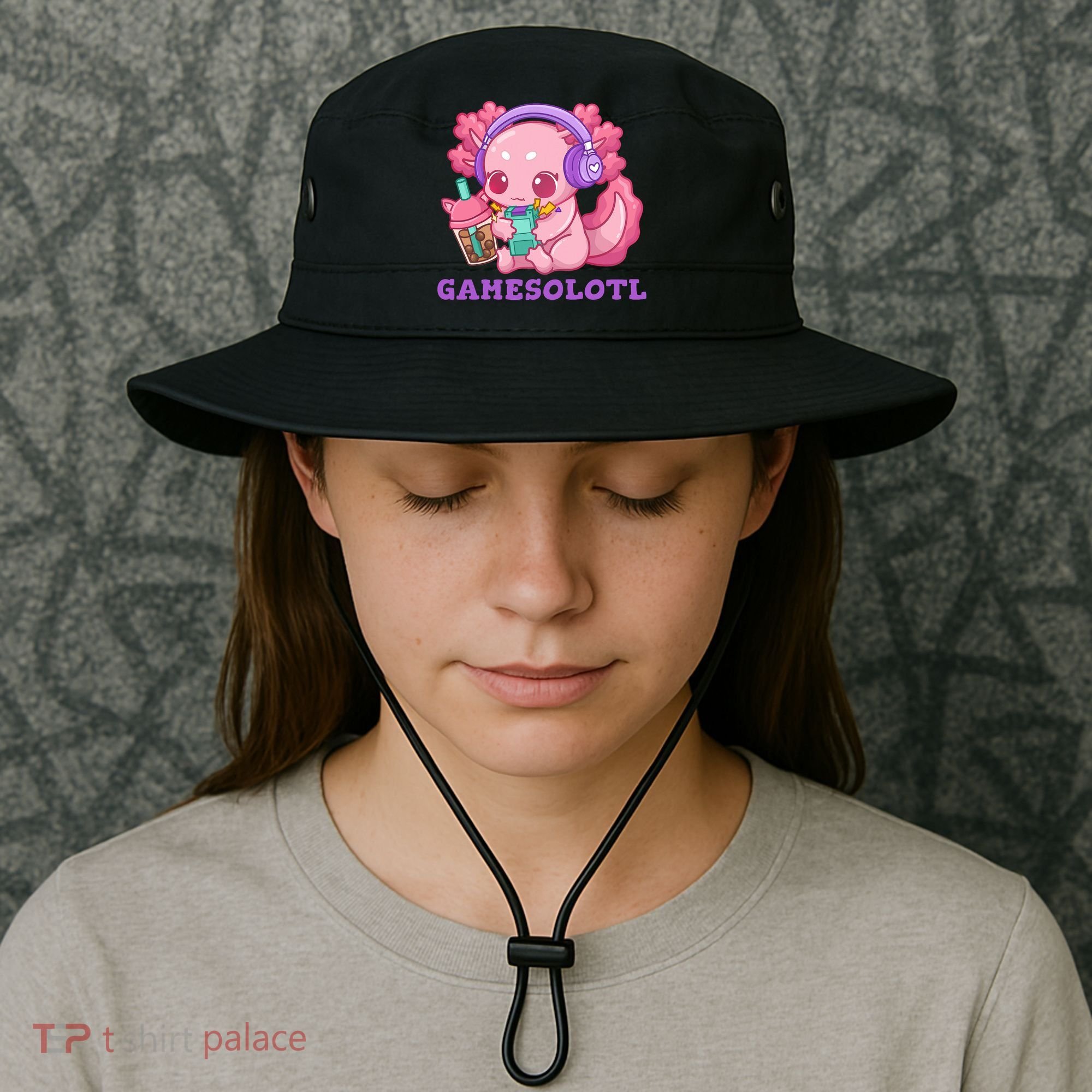 Axolotl Gaming Gamer Video Games Boba Tea Bubble Anime Bucket Hat