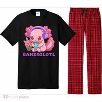 Axolotl Gaming Gamer Video Games Boba Tea Bubble Anime Pajama Set thumb 0