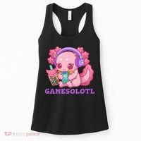Axolotl Gaming Gamer Video Games Boba Tea Bubble Anime Women's Tank Top thumb 0