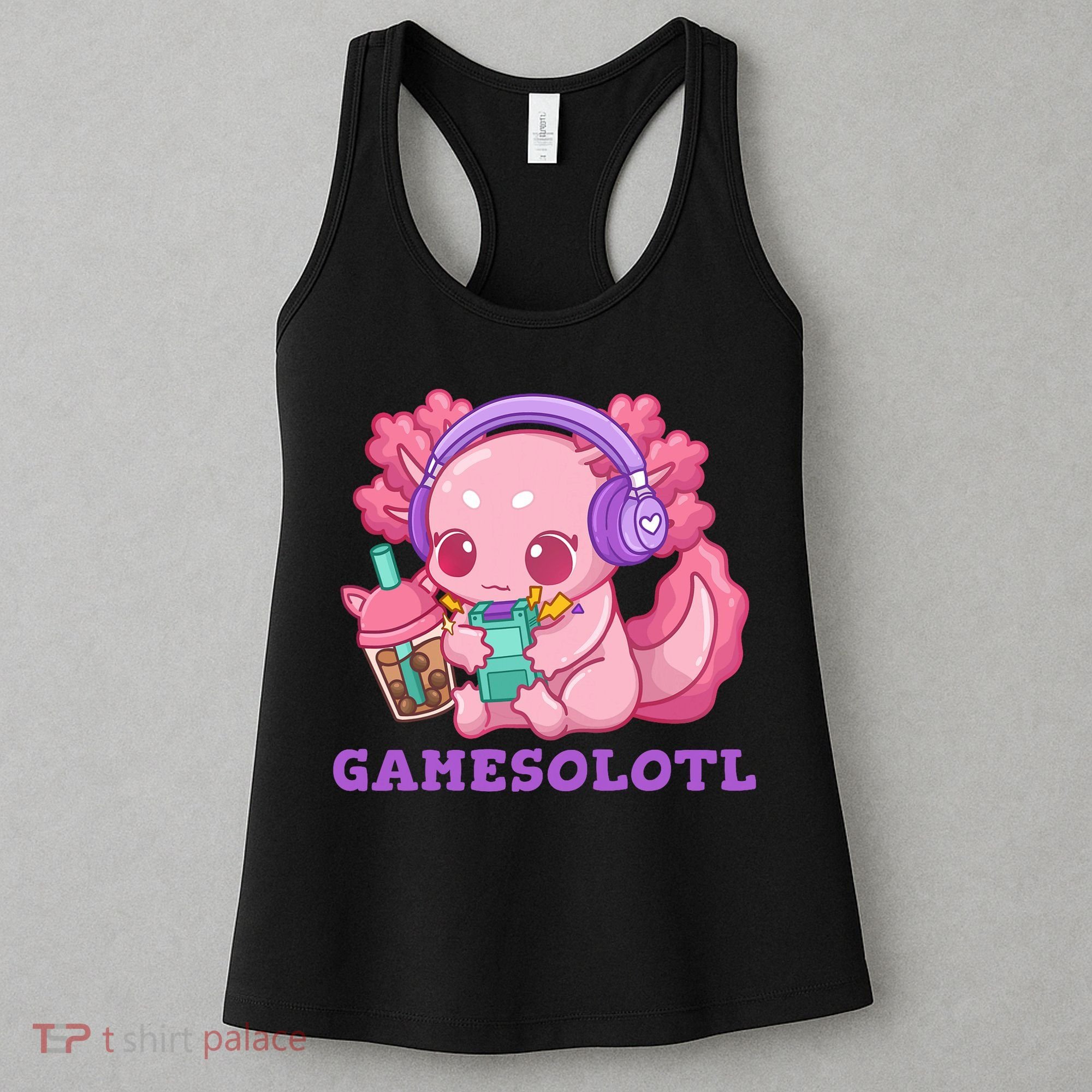 Axolotl Gaming Gamer Video Games Boba Tea Bubble Anime Women's Tank Top