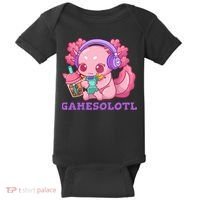 Axolotl Gaming Gamer Video Games Boba Tea Bubble Anime Baby Bodysuit thumb 0