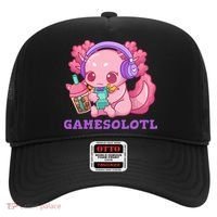 Axolotl Gaming Gamer Video Games Boba Tea Bubble Anime Hat thumb 0