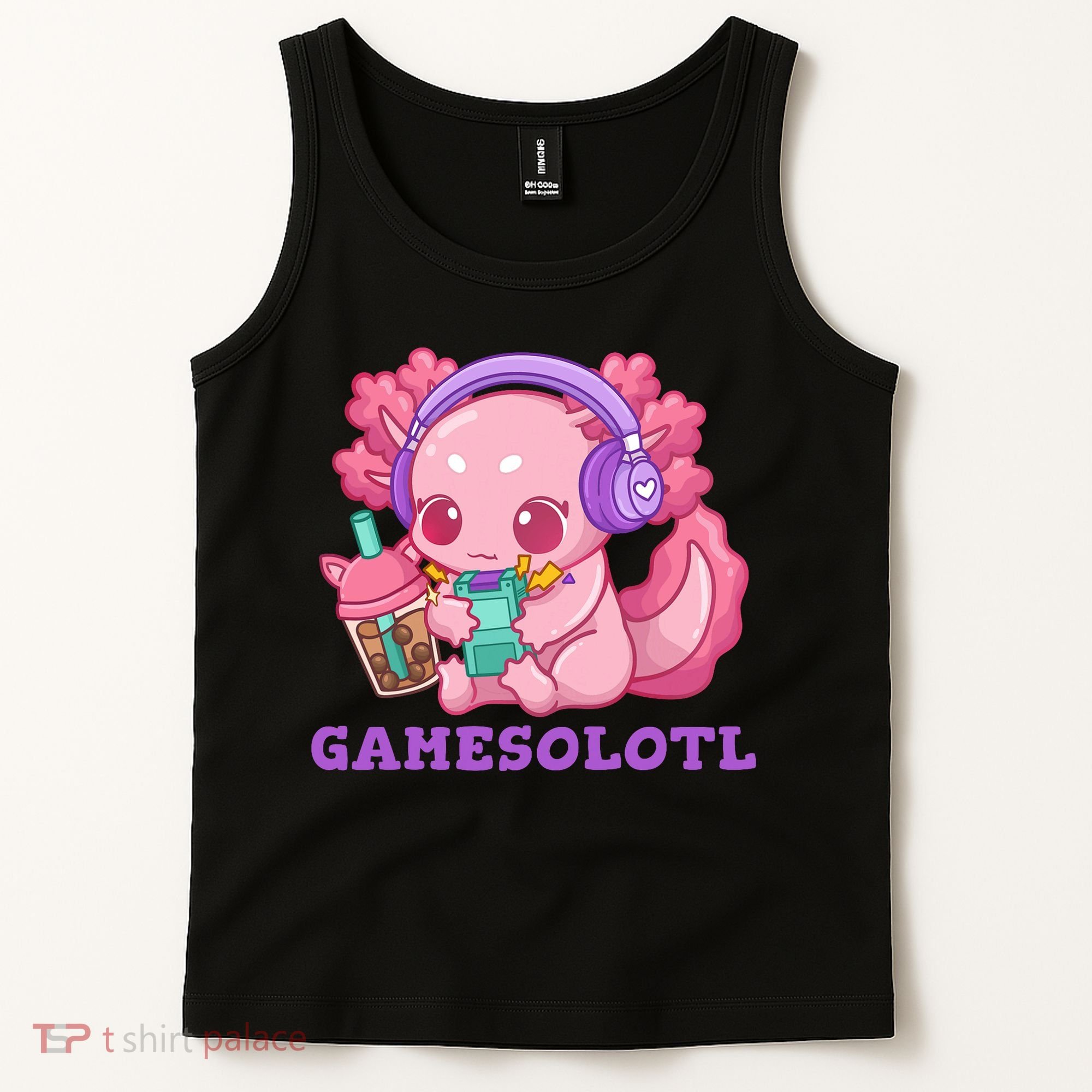 Axolotl Gaming Gamer Video Games Boba Tea Bubble Anime Tank Top