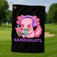 Axolotl Gaming Gamer Video Games Boba Tea Bubble Anime Golf Towel thumb 1