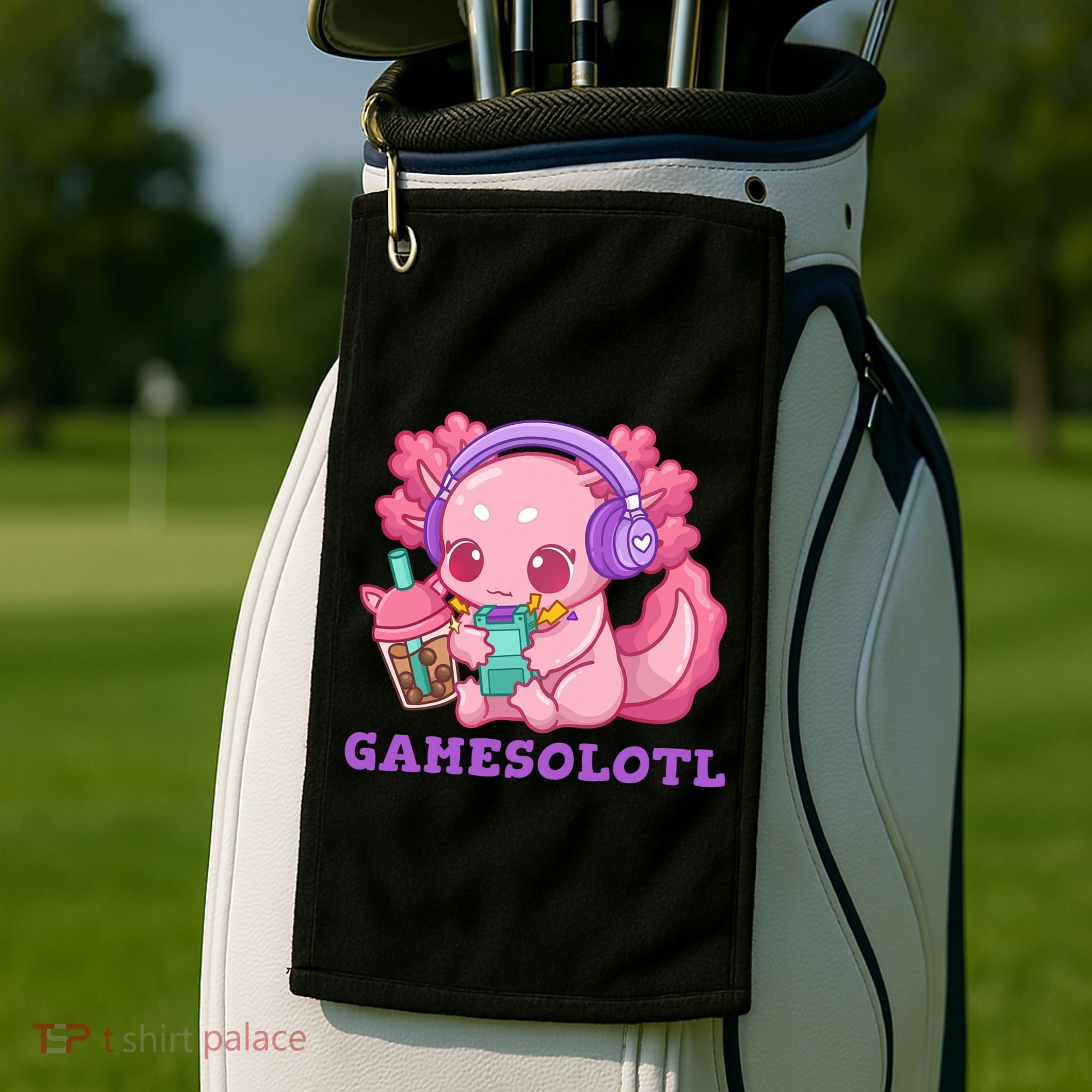 Axolotl Gaming Gamer Video Games Boba Tea Bubble Anime Golf Towel