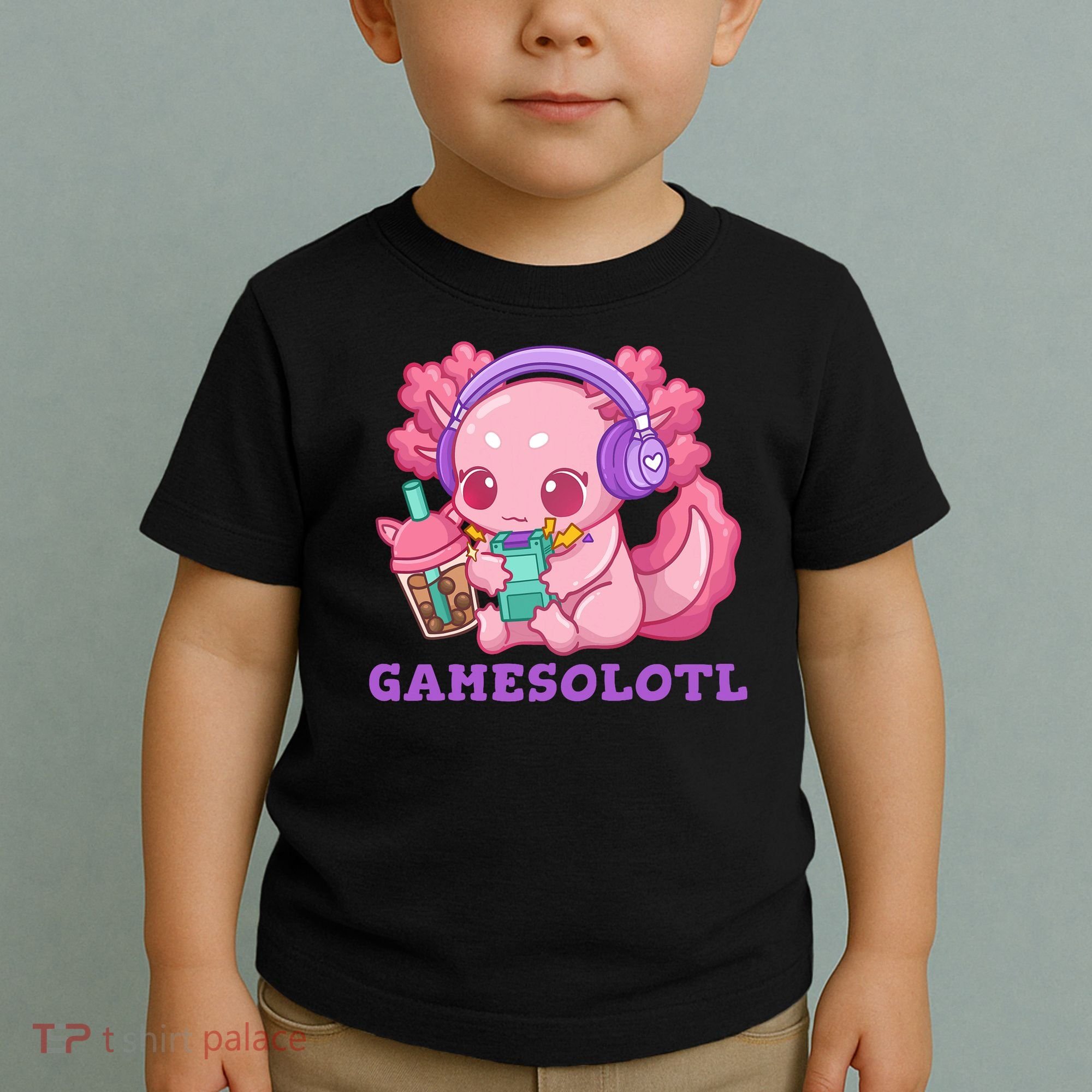 Axolotl Gaming Gamer Video Games Boba Tea Bubble Anime Toddler T-Shirt