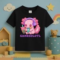 Axolotl Gaming Gamer Video Games Boba Tea Bubble Anime Toddler T-Shirt thumb 3
