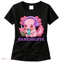 Axolotl Gaming Gamer Video Games Boba Tea Bubble Anime Women's T-Shirt thumb 0