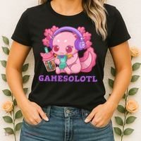 Axolotl Gaming Gamer Video Games Boba Tea Bubble Anime Women's T-Shirt thumb 2