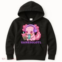 Axolotl Gaming Gamer Video Games Boba Tea Bubble Anime Kids Hoodie thumb 0