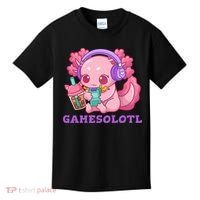 Axolotl Gaming Gamer Video Games Boba Tea Bubble Anime Kids T-Shirt thumb 0