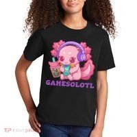 Axolotl Gaming Gamer Video Games Boba Tea Bubble Anime Kids T-Shirt thumb 2