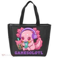Axolotl Gaming Gamer Video Games Boba Tea Bubble Anime Tote Bag thumb 0