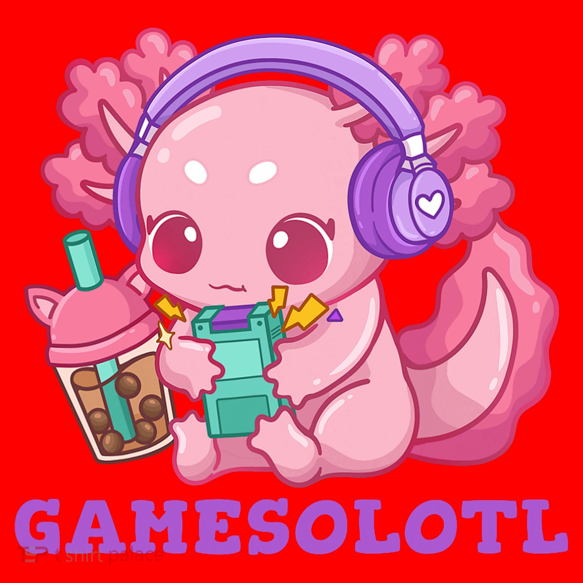 Axolotl Gaming Gamer Video Games Boba Tea Bubble Anime Santa Hat