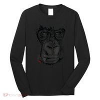 Angry Gorilla Graphic Ape Cigar Smoking Monkey Long Sleeve Shirt thumb 0