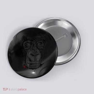 Angry Gorilla Graphic Ape Cigar Smoking Monkey Button