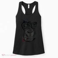 Angry Gorilla Graphic Ape Cigar Smoking Monkey Women's Tank Top thumb 0