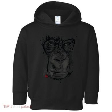 Angry Gorilla Graphic Ape Cigar Smoking Monkey Toddler Hoodie