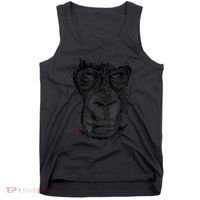 Angry Gorilla Graphic Ape Cigar Smoking Monkey Tank Top thumb 0