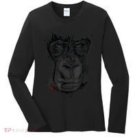 Angry Gorilla Graphic Ape Cigar Smoking Monkey Women's Long Sleeve Shirt thumb 0