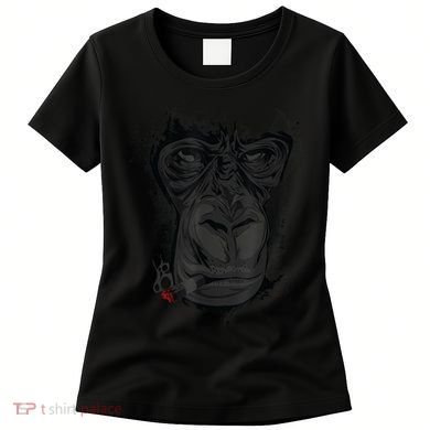 Angry Gorilla Graphic Ape Cigar Smoking Monkey Women's T-Shirt