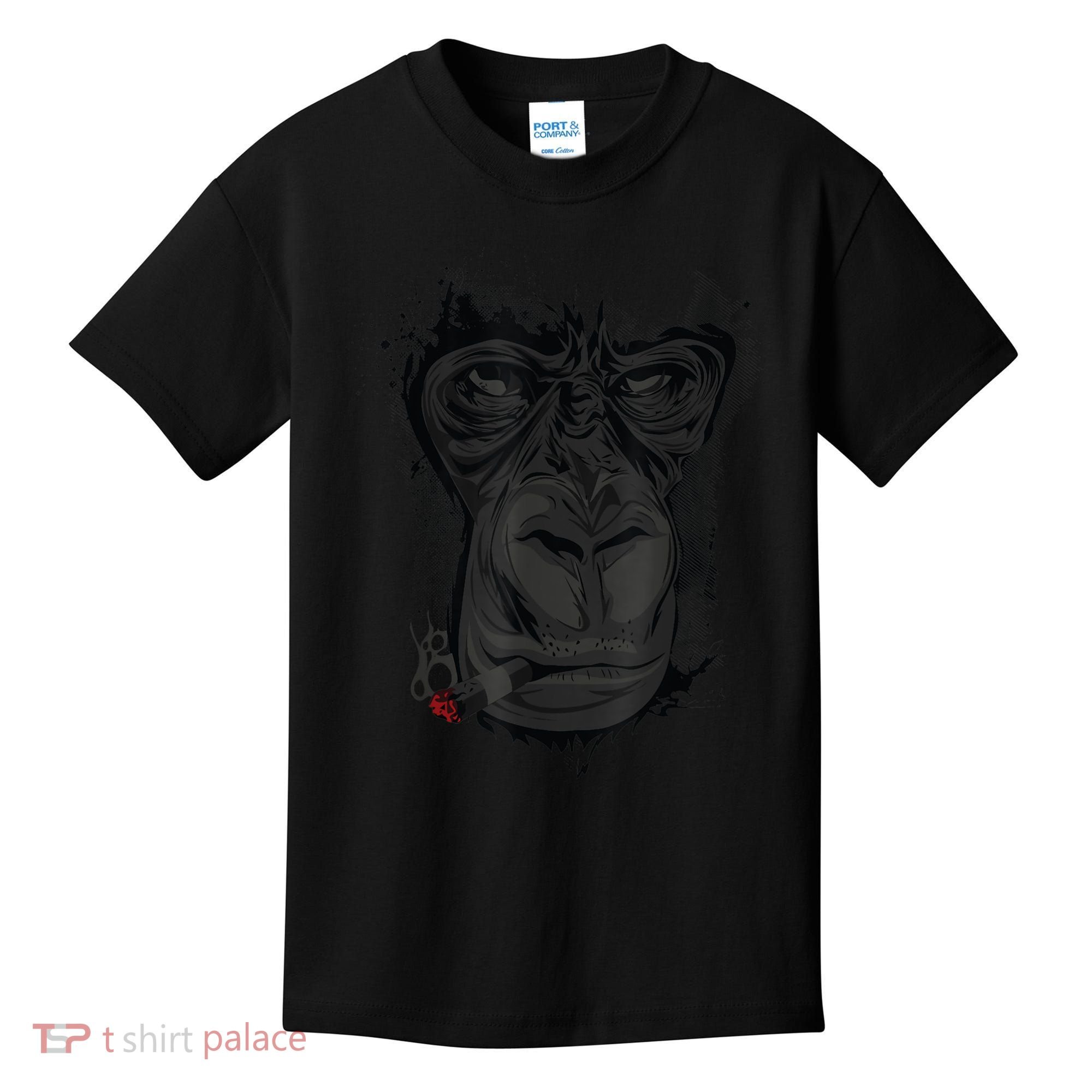 Angry Gorilla Graphic Ape Cigar Smoking Monkey Kids T-Shirt