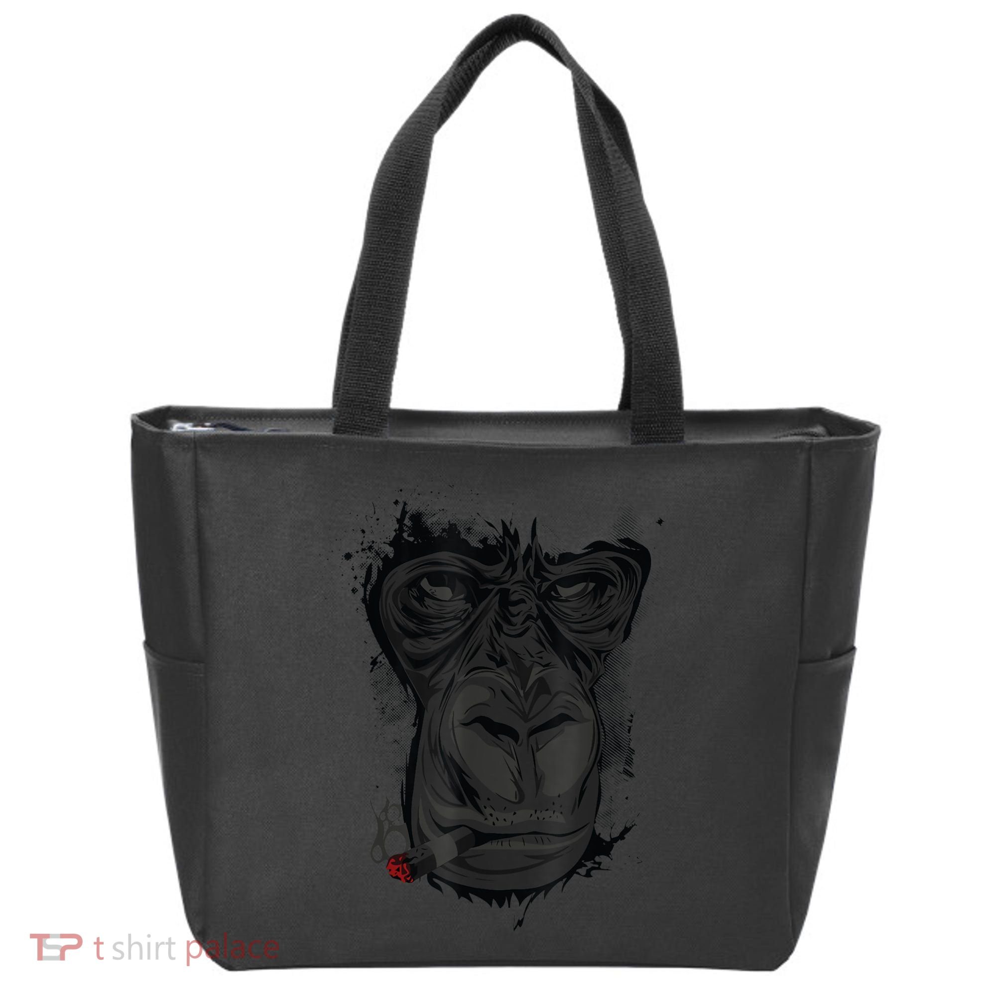 Angry Gorilla Graphic Ape Cigar Smoking Monkey Tote Bag