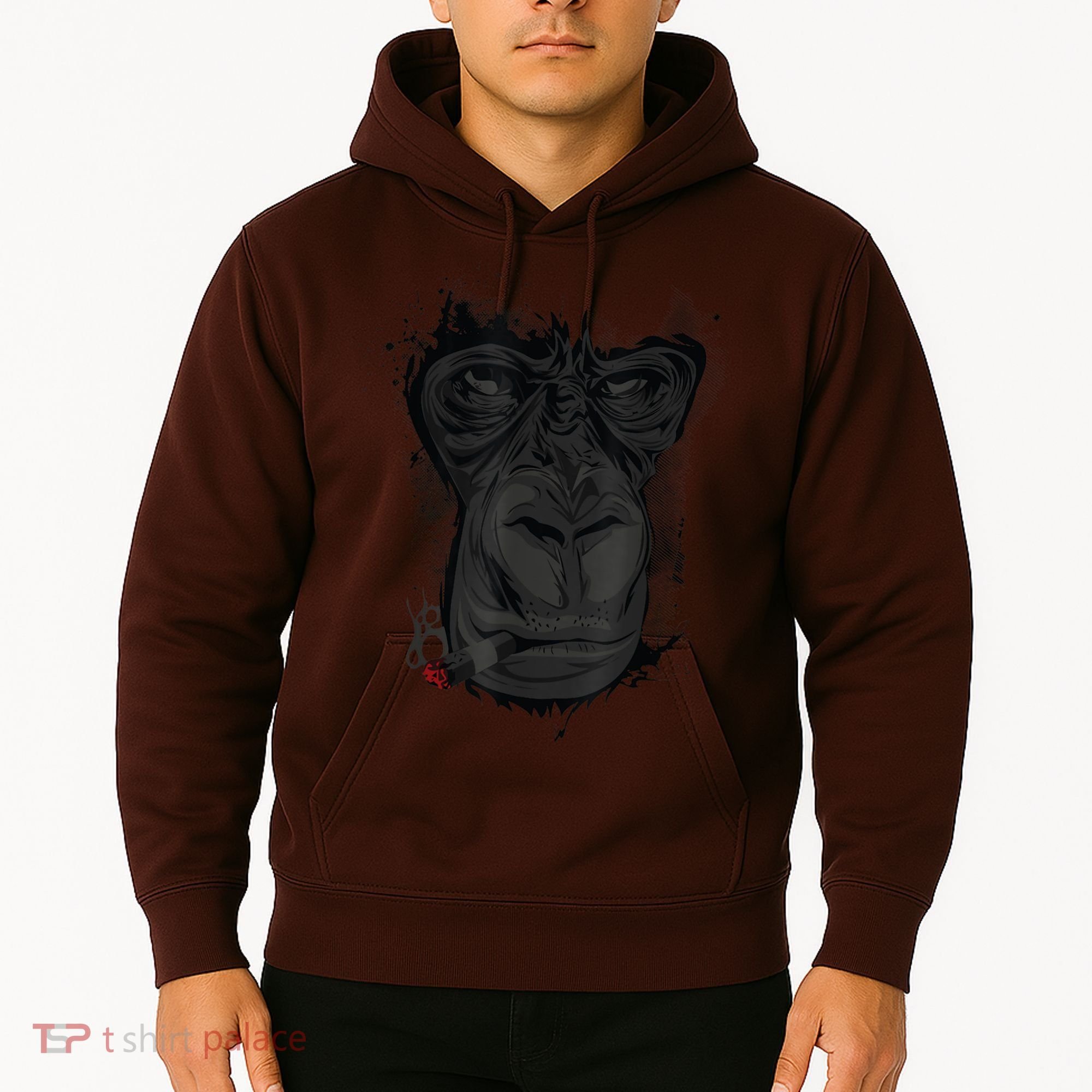 Angry Gorilla Graphic Ape Cigar Smoking Monkey Hoodie