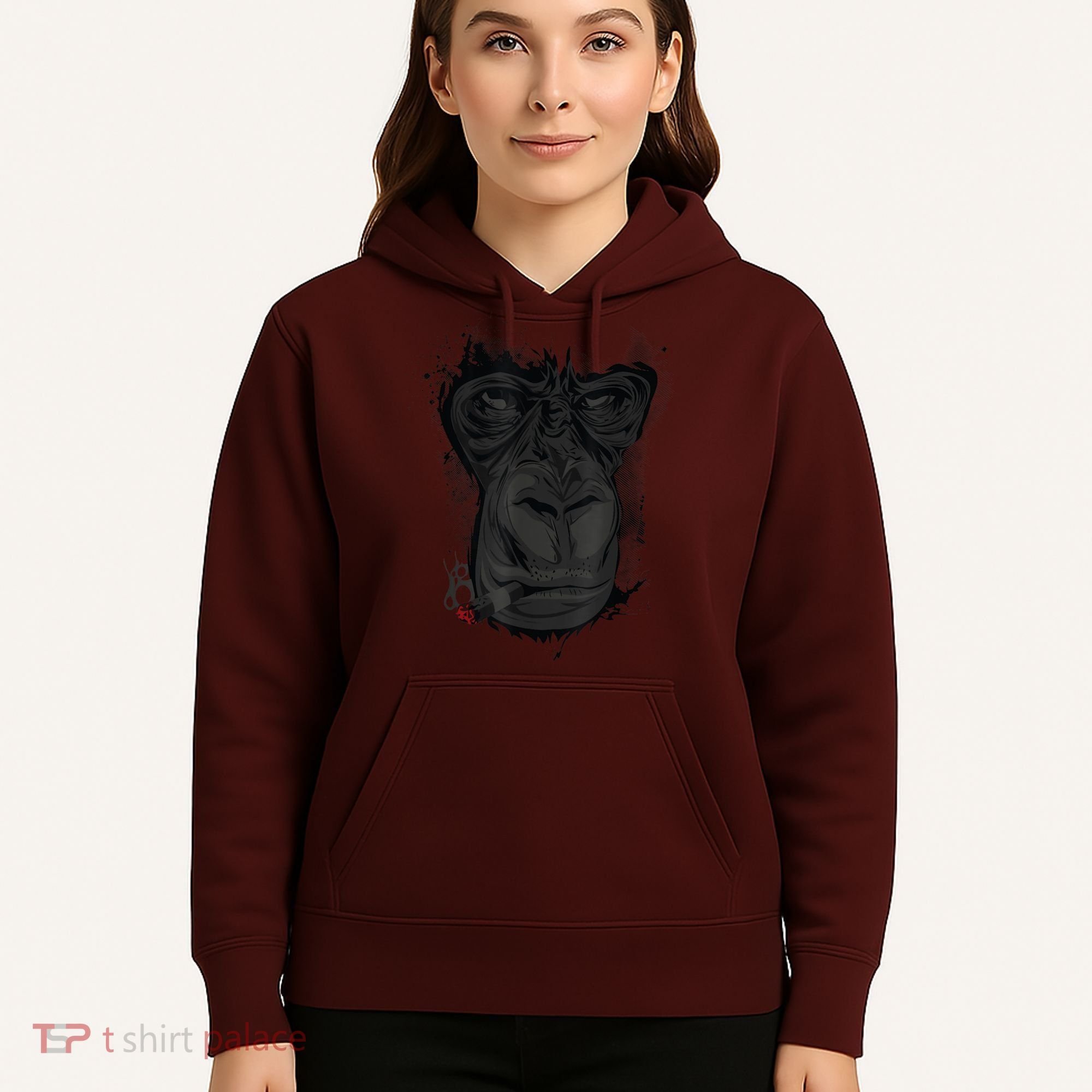 Angry Gorilla Graphic Ape Cigar Smoking Monkey Hoodie