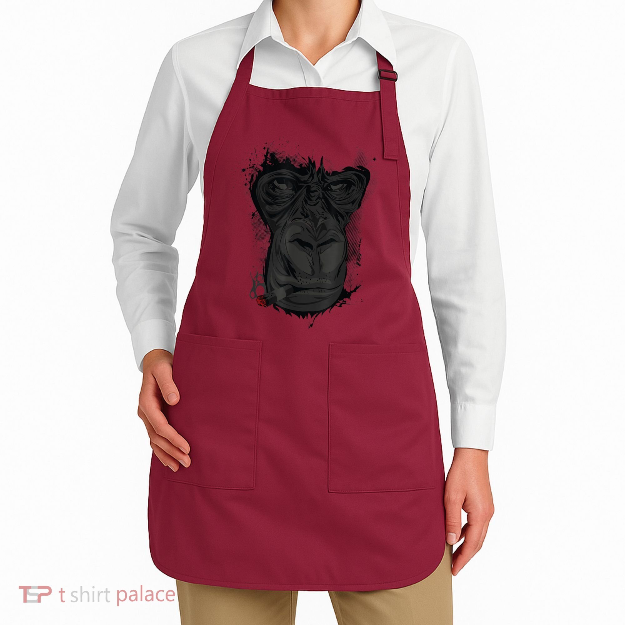 Angry Gorilla Graphic Ape Cigar Smoking Monkey Apron