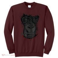 Angry Gorilla Graphic Ape Cigar Smoking Monkey Sweatshirt thumb 0