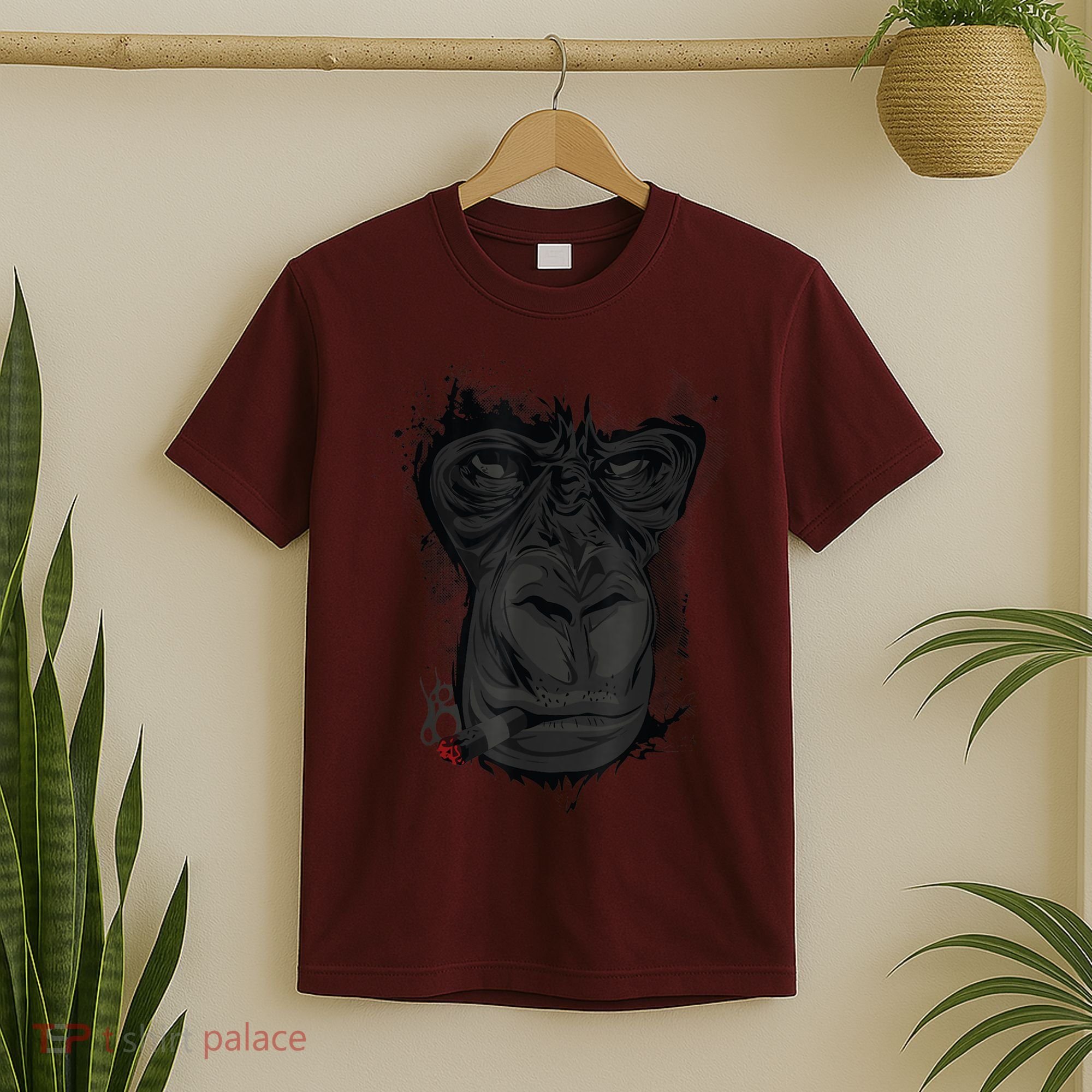 Angry Gorilla Graphic Ape Cigar Smoking Monkey T-Shirt
