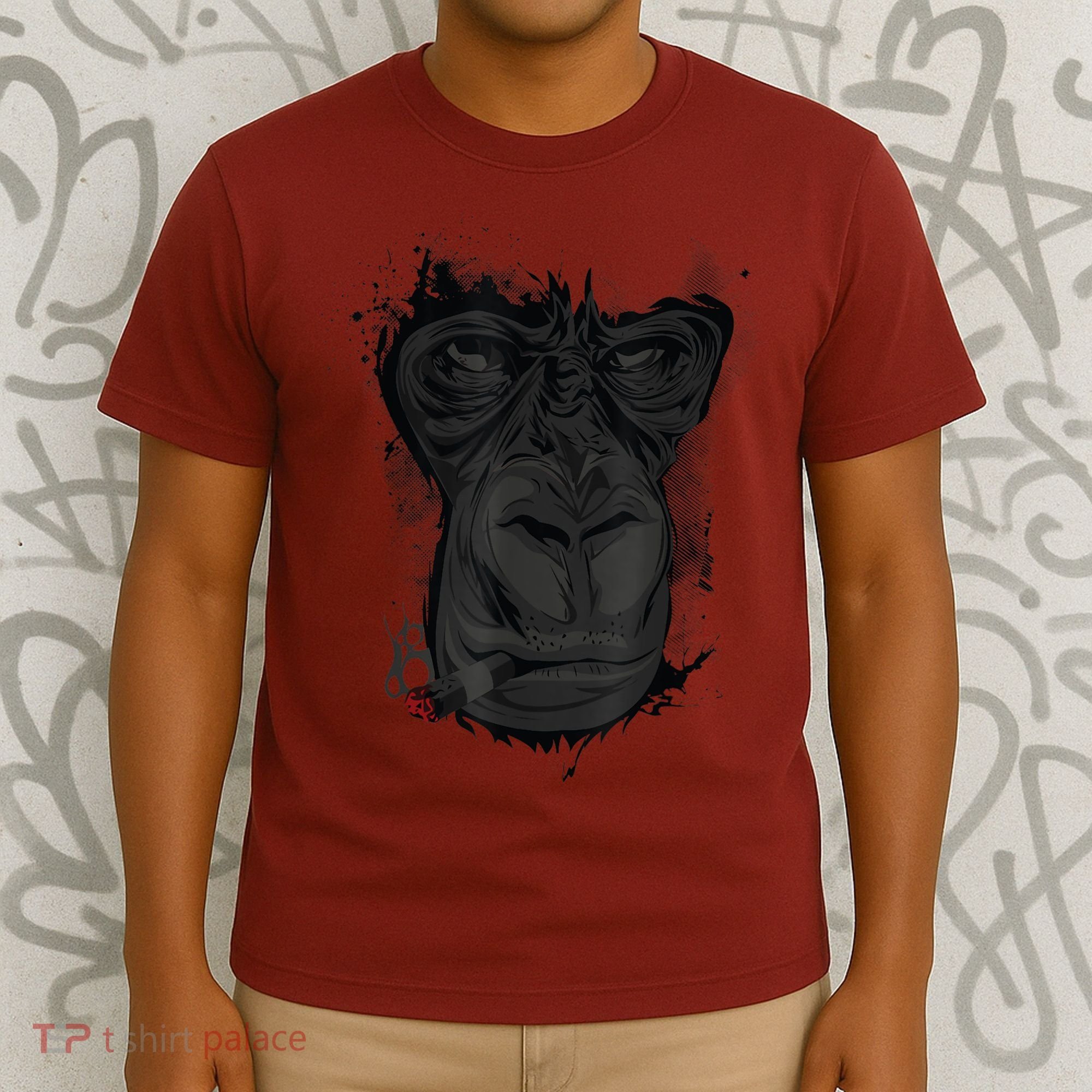 Angry Gorilla Graphic Ape Cigar Smoking Monkey T-Shirt