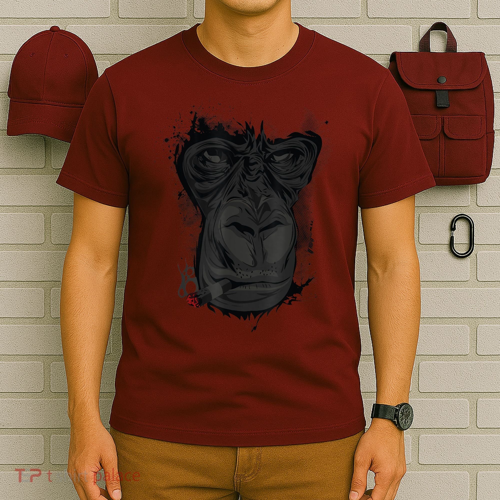 Angry Gorilla Graphic Ape Cigar Smoking Monkey T-Shirt