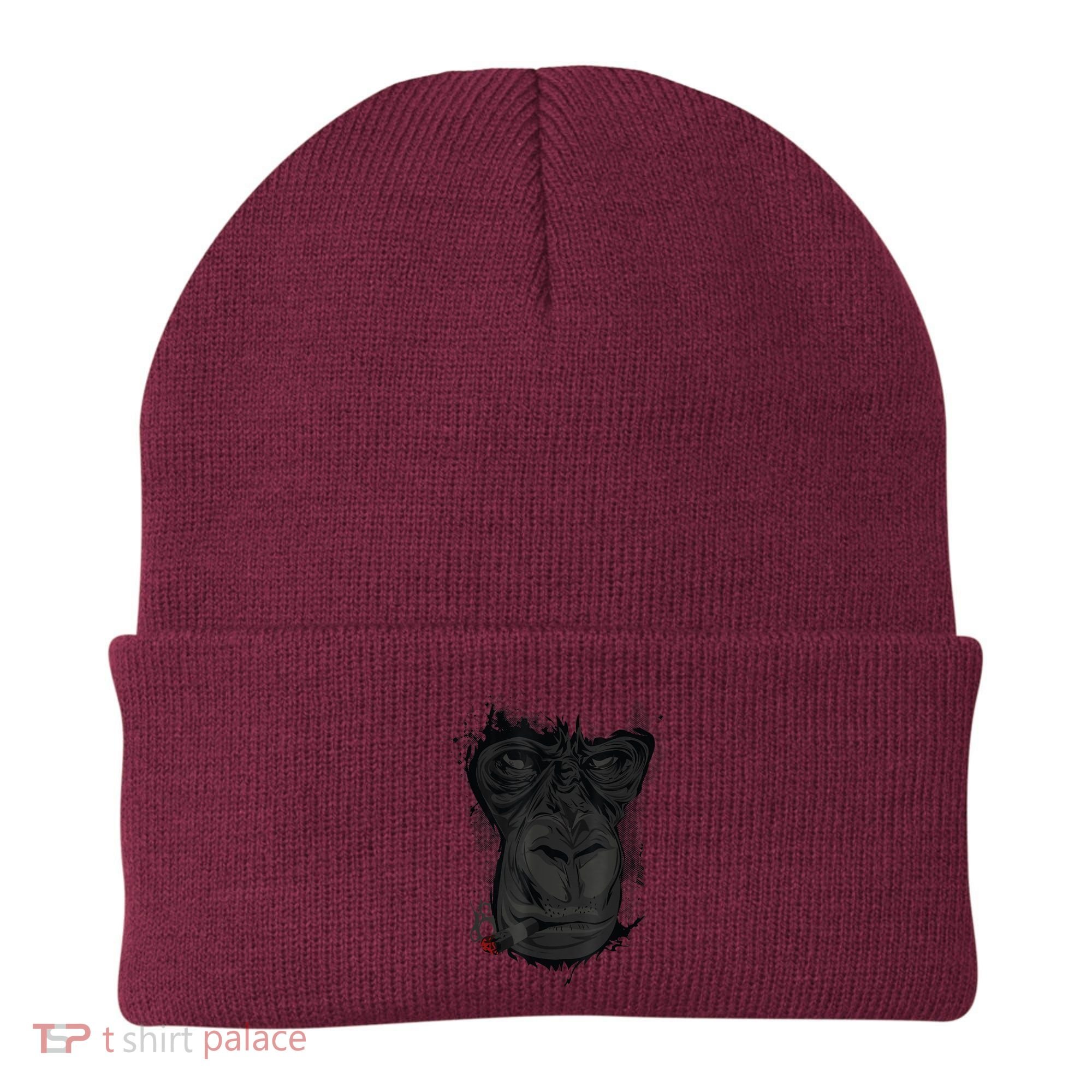 Angry Gorilla Graphic Ape Cigar Smoking Monkey Beanie