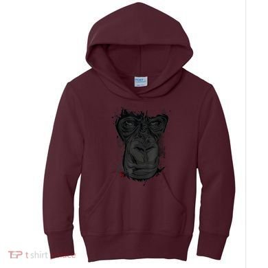 Angry Gorilla Graphic Ape Cigar Smoking Monkey Kids Hoodie