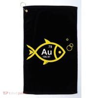 Au Goldfish Gold Metal Chemistry Pun Golf Towel thumb 0