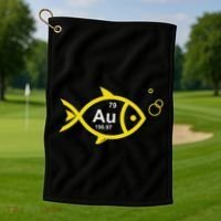 Au Goldfish Gold Metal Chemistry Pun Golf Towel thumb 1