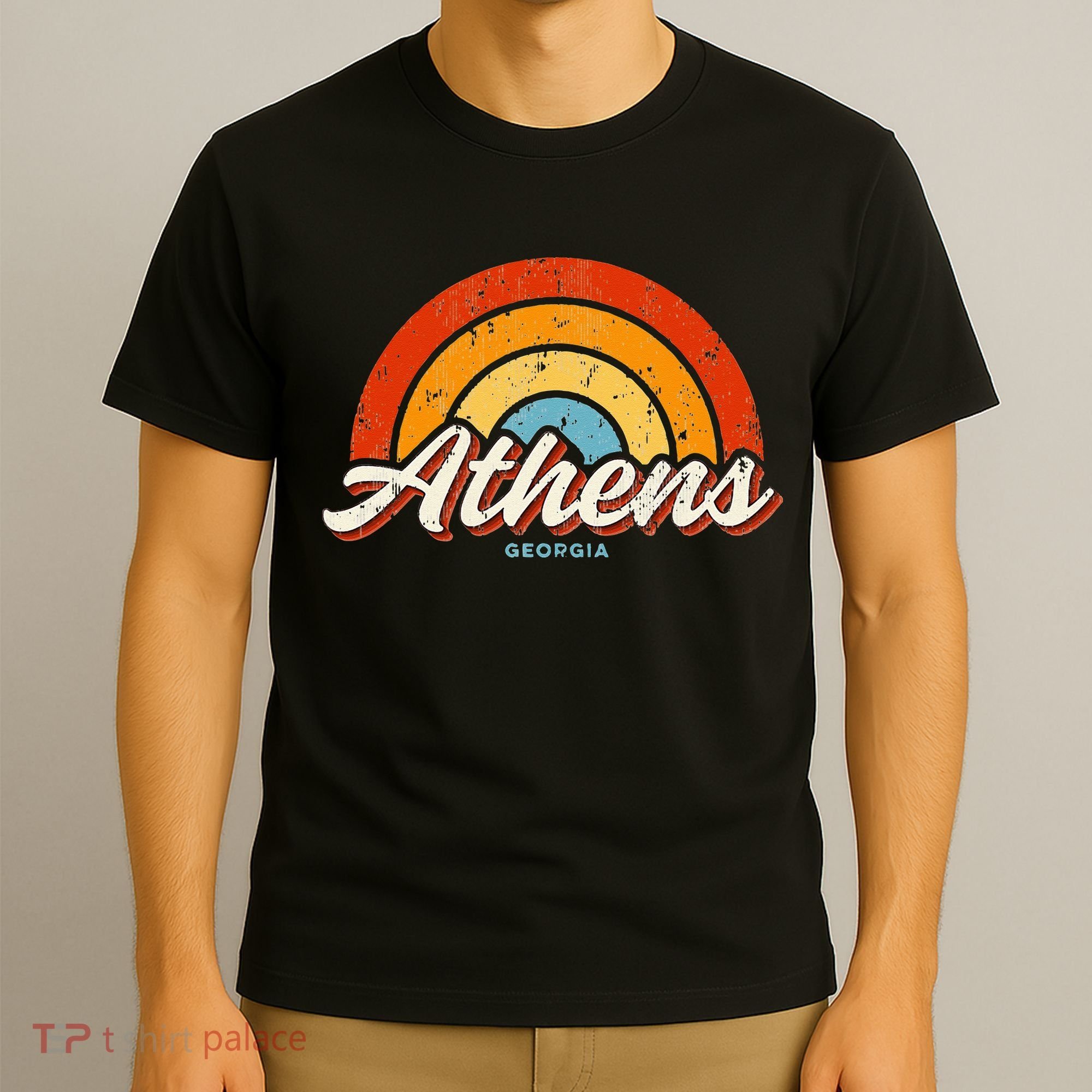 Athens Georgia GA Vintage Rainbow Retro 70s T-Shirt