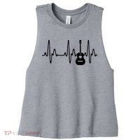 Acoustic Guitar Heartbeat Shirts Guitar Musician Women's Racerback Cropped Tank thumb 0
